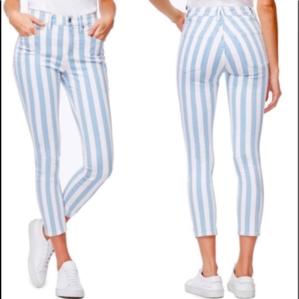 Good American Good Legs Cropped Striped Denim size 6/28